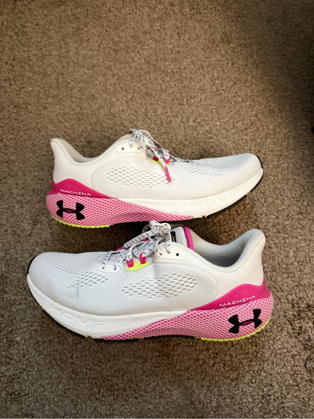 Under Armour White & Pink Machina Women’s Running Shoes